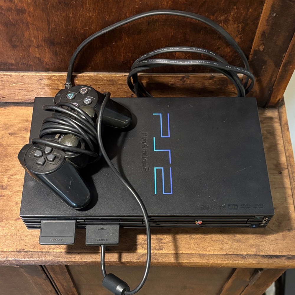 Sony Black PS2 Console with DualShock Controller